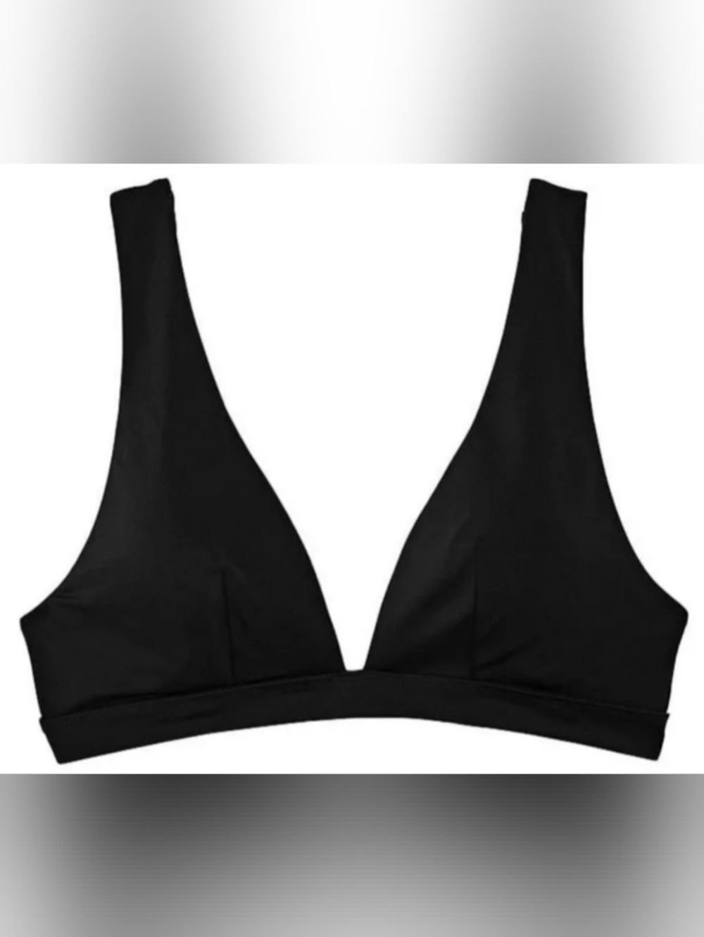 S M VS Swim Essential Plunge Bikini Top Black Tropical